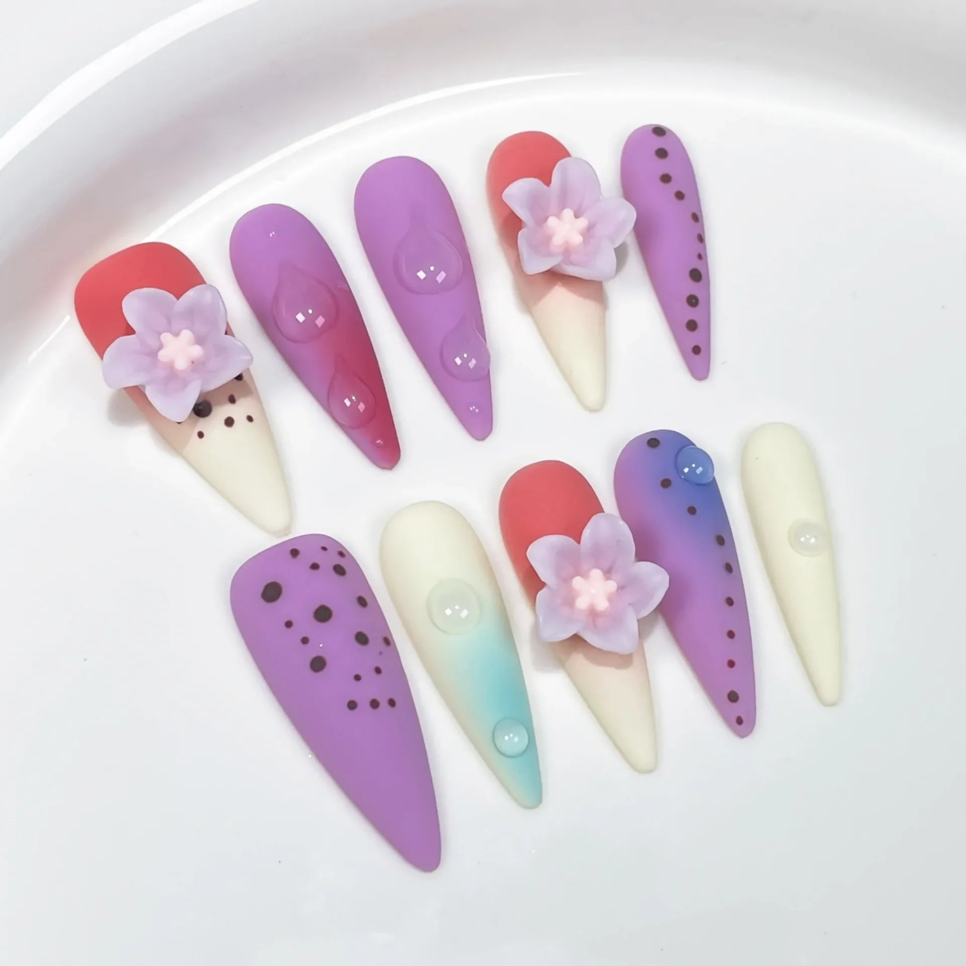 Long Almond Press on Nails-6