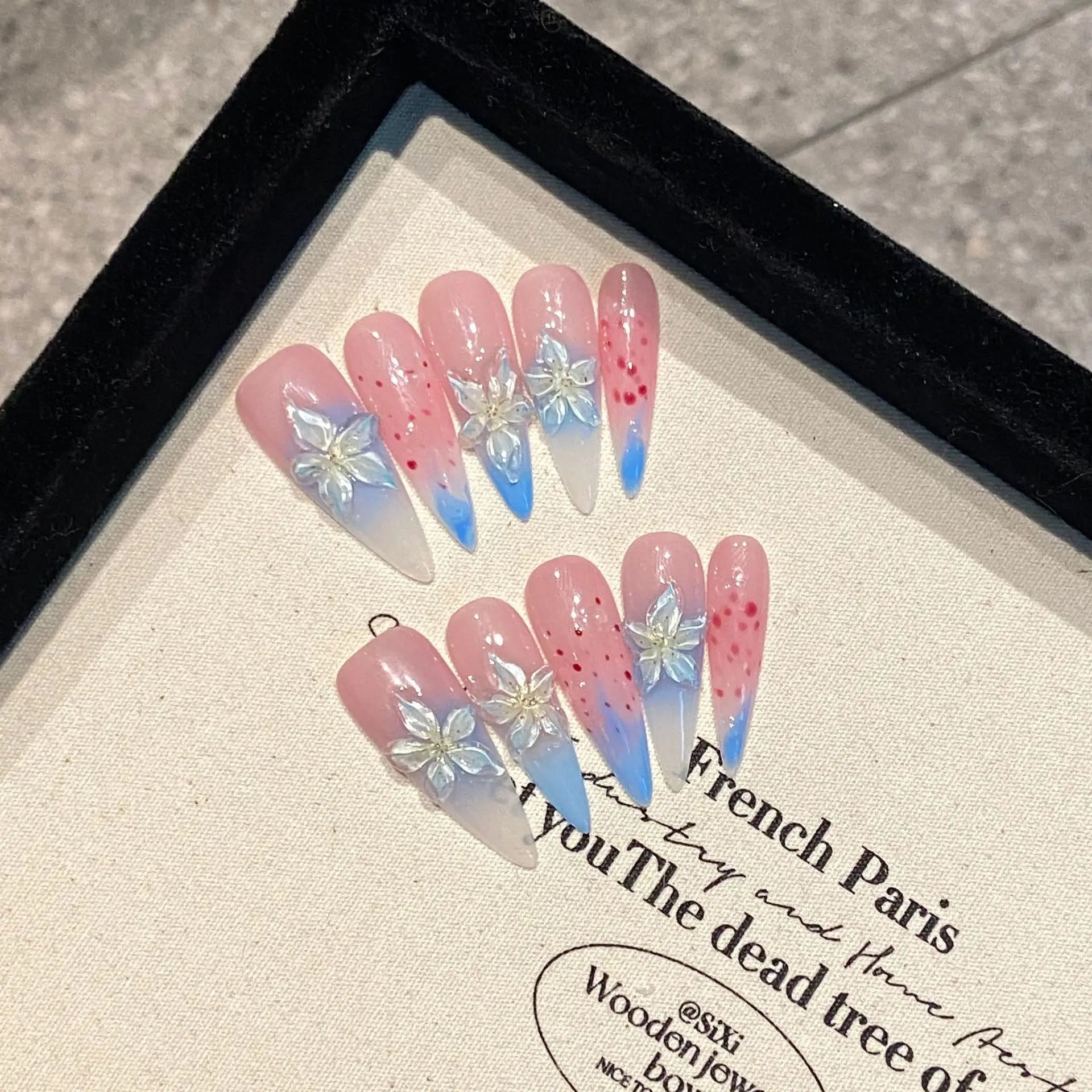 Long Almond Press on Nails-7