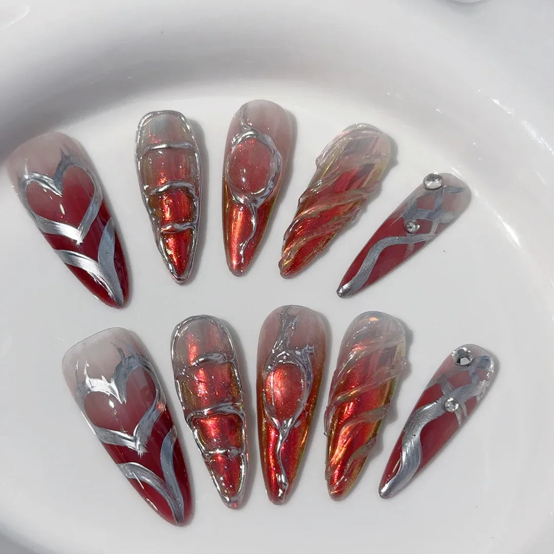 Long Almond Press on Nails-8