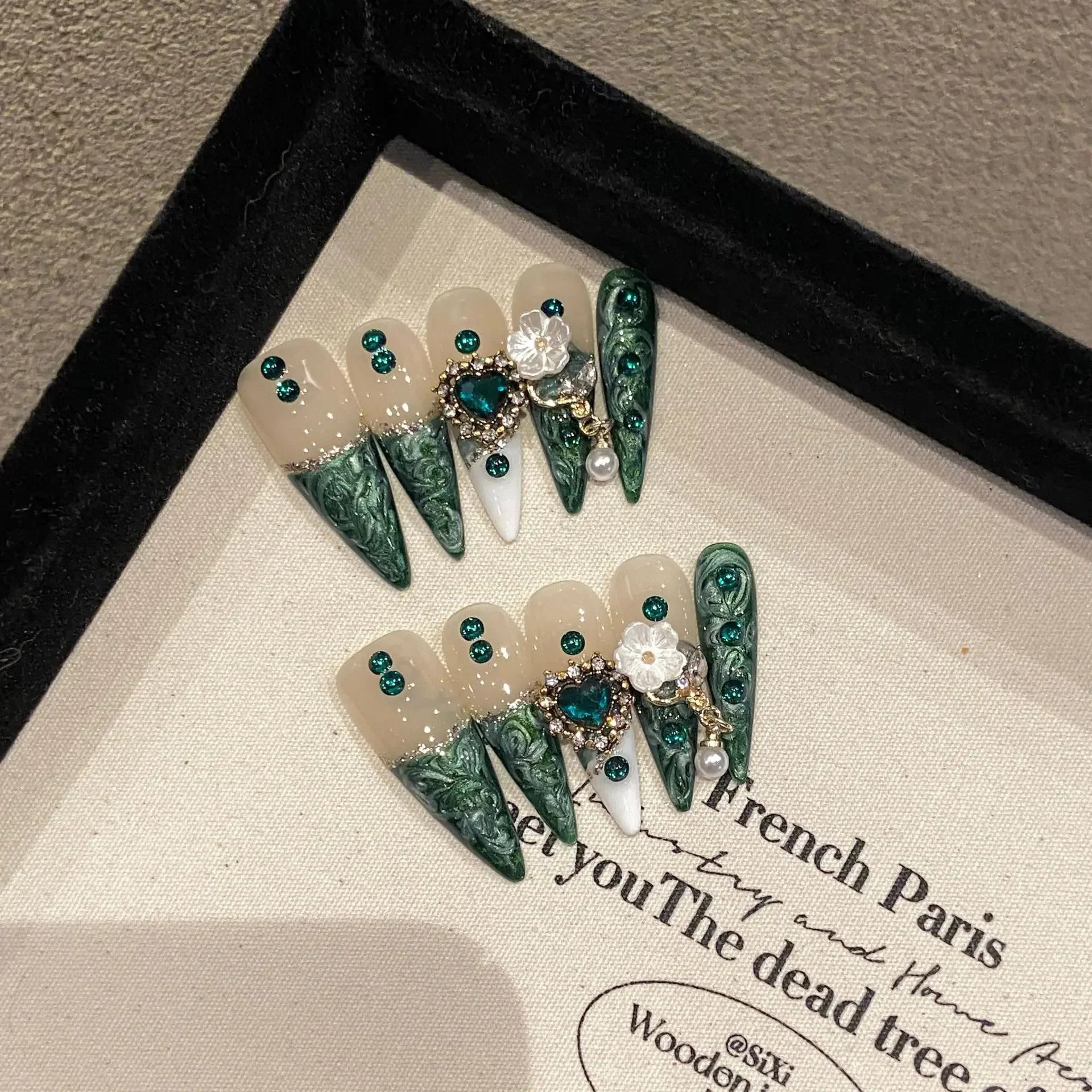 Long Almond Press on Nails-9